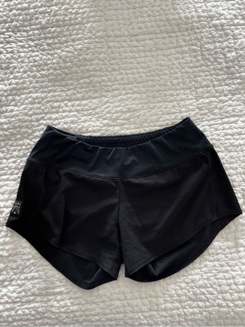 Oiselle Roga Shorts Black Pyramid Navy Size 4 back zip pocket